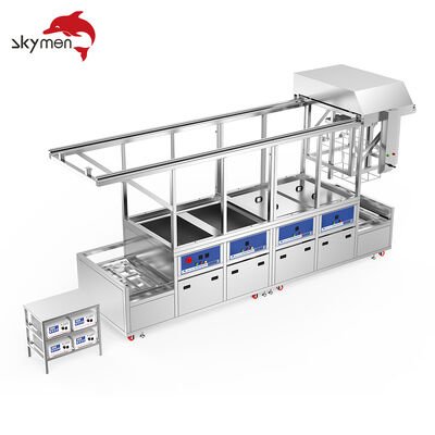 Semi-Automatic Multi-Tank Ultrasonic Cleaning Machine with Motorized Lift & Transfer System