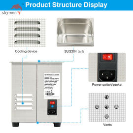 100W Heating Function Benchtop Ultrasonic Cleaner 2 Liter Tank 40KHz For Jewelry