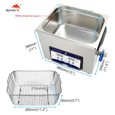 Skymen Lab Tools Ultrasonic Bath With 200W Heater And Basket 2.85 Gallon