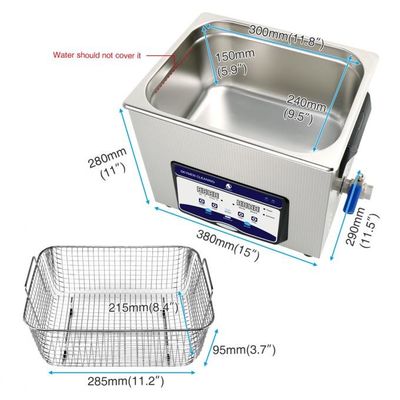 2.85 Gallon Ultrasonic Cleaning Mchine For Medicine Bottle With 200w Heating Power