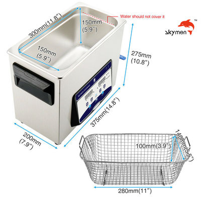 Skymen Ultrasonic Cleaner For Dental Equipment With Basket 200W Heater 1.72 Gallon