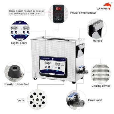 Skymen Ultrasonic Cleaner For Vape Coils Of E-Cigarette With Basket 200W Heater 1.72 Gallon
