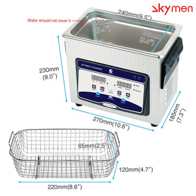 Handpieces Stainless Steel Ultrasonic Cleaner 3L 40Khz 120W With Digital Timer