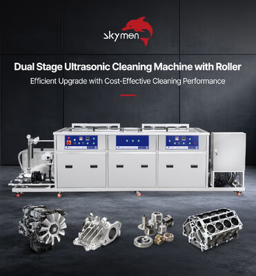 Dual Stage Ultrasonic Cleaning Machine with Roller for Efficient Industrial Cleaning
